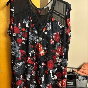 Daniel Rainn Black and Red Lace Trim Top